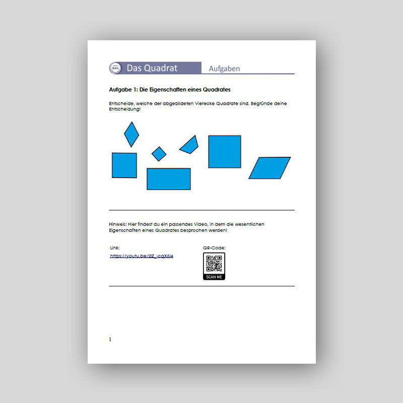 e-Book mit Übungsaufgaben: Das Quadrat