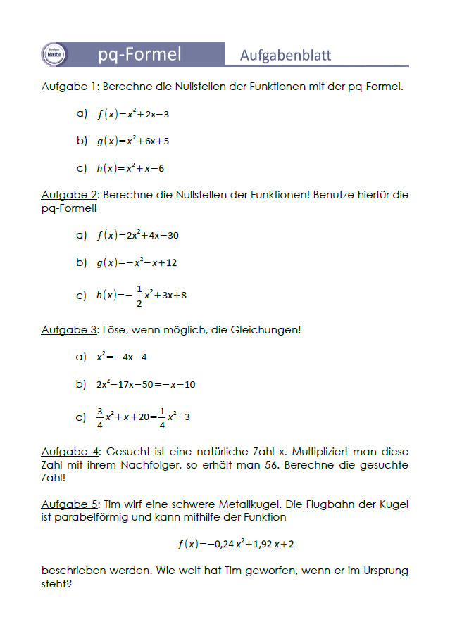 pq-Formel Online-Seminar