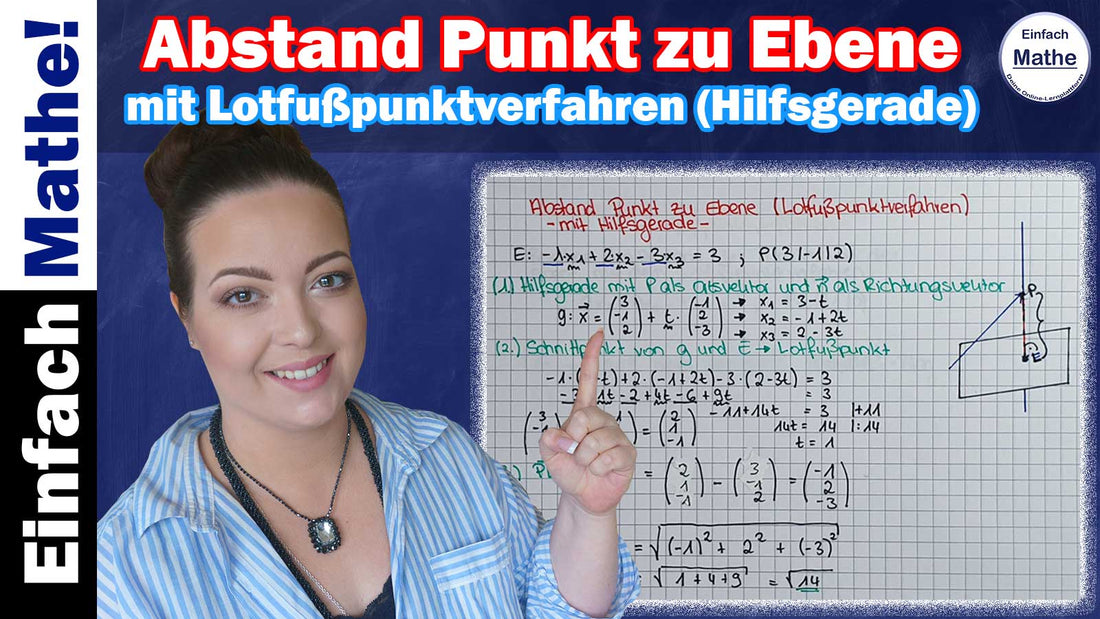 Lösung "Abstand Punkt zu Ebene | Lotfußpunktverfahren (Hilfsgerade)"